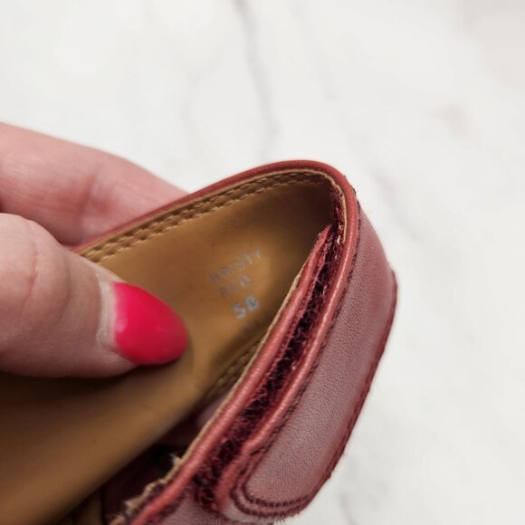 Earth Kristy Red Leather Booties Open Toe Sandals Boots Women's 5 - Picture 11 of 12